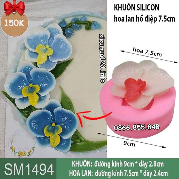 Khuôn silicon hoa lan hồ điệp 7,5cm ( SM1494 )