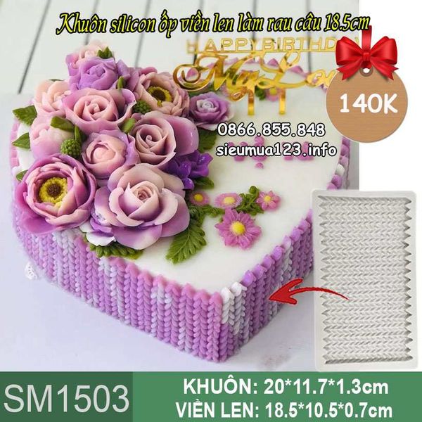 Khuôn silicon ốp viền len làm rau câu 18,5cm ( SM1503 )