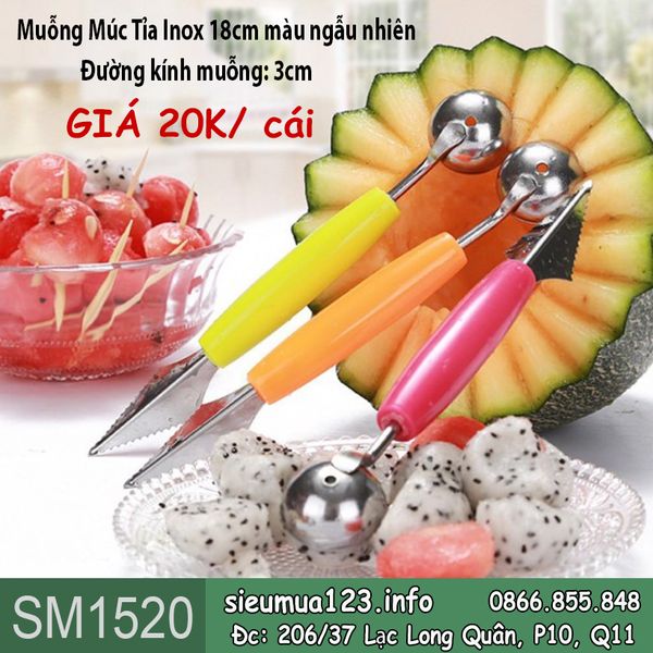 1 Muỗng Múc Tỉa Inox 18cm màu ngẫu nhiên ( SM1520 )