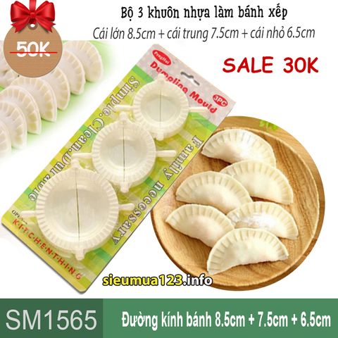 Bộ 3 khuôn làm sủi cảo bánh xếp bằng nhựa ( SM1565 ) size 8,5cm + 7,5cm + 6,5cm