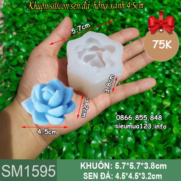 Khuôn silicon sen đá hồng xanh 4,5cm ( SM 1595 )