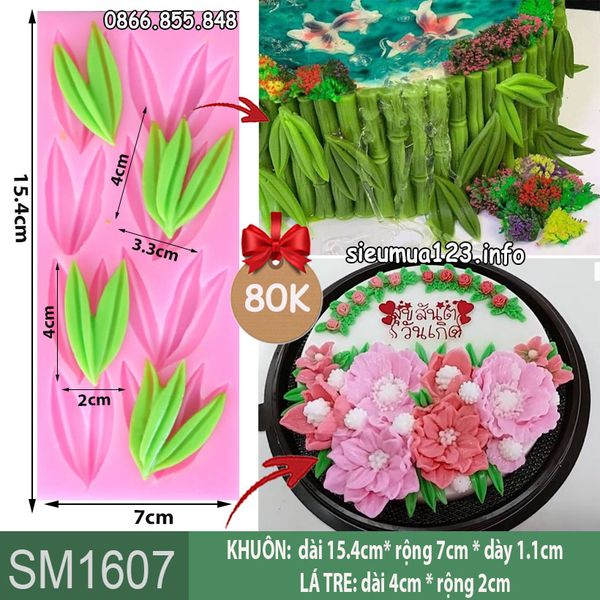 Khuôn silicon làm rau câu 8 lá tre ( SM1607 )