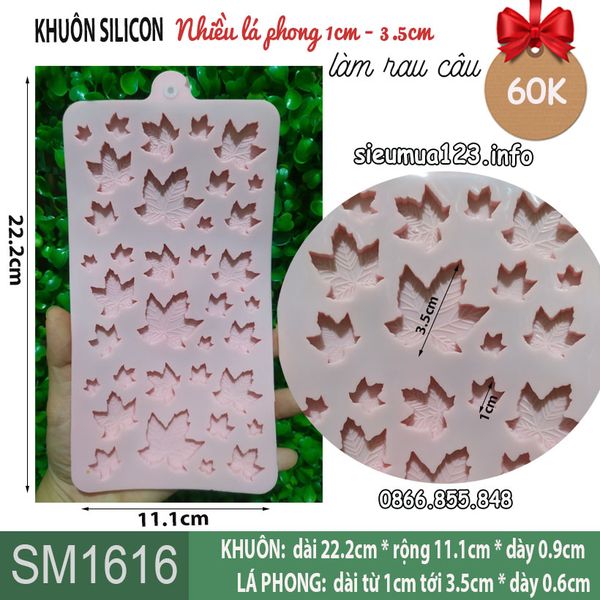 Khuôn silicon nhiều lá phong lớn nhỏ có gân 1cm - 3.5cm ( SM1616 )
