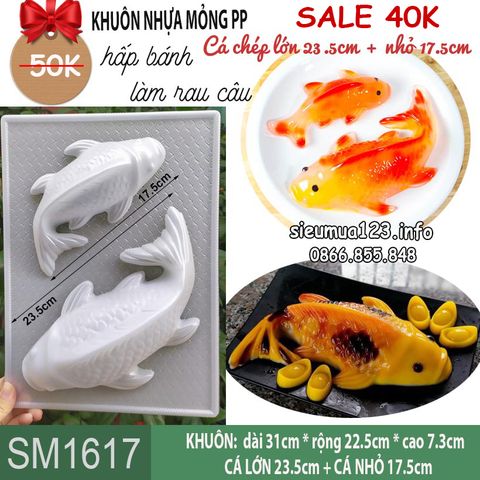 Khuôn nhựa mỏng con cá chép 23,5cm và 17,5cm làm rau câu , bánh tổ ( SM1617 )