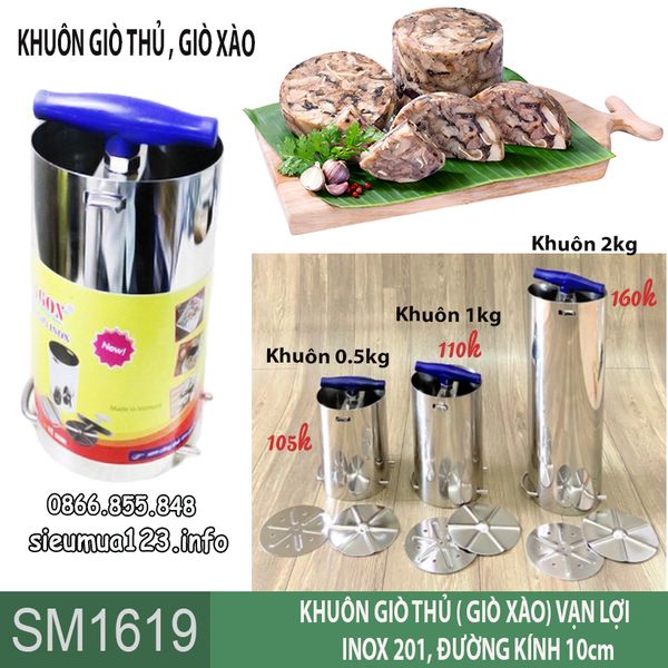 Khuôn làm giò thủ chính hãng Vạn Lợi Dragon inox 201 đường kính 10cm ( SM1619)