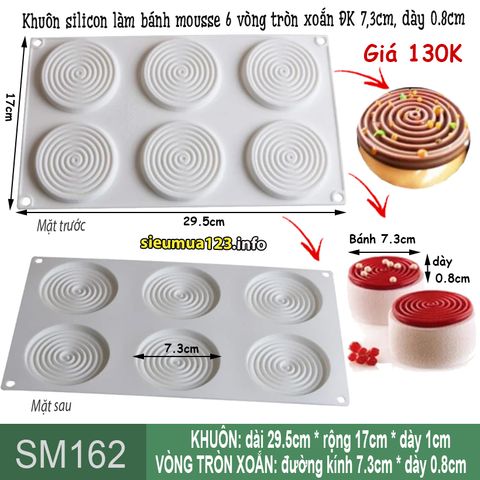 Khuôn silicon làm bánh mousse 6 vòng tròn xoắn 7,3cm ( SM162 )