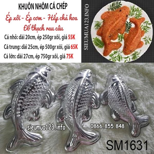 Khuôn nhôm con cá chép ép xôi ép cơm đổ rau câu hấp chả ( SM1631 )