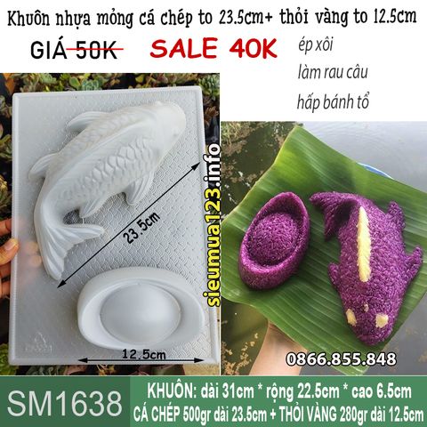 Khuôn nhựa mỏng con cá chép 23,5cm và thỏi vàng 13.5cm làm rau câu , bánh tổ ( SM1638 )