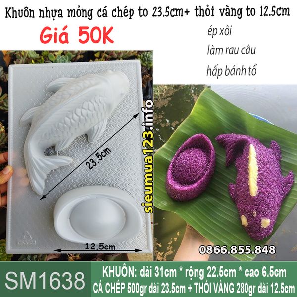 Khuôn nhựa mỏng con cá chép 23,5cm và thỏi vàng 13.5cm làm rau câu , bánh tổ ( SM1638 )
