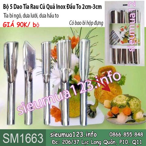 Bộ 5 Dao Tỉa Rau Củ Quả Đầu To 2cm-3cm ( SM1663 )