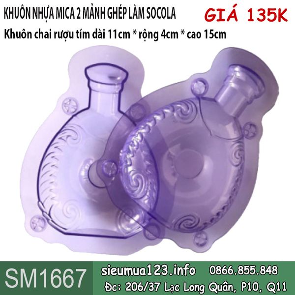 Khuôn nhựa mica hình chai rượu tím dài 11cm làm socola ( SM1666 ) CÒN 2 CÁI