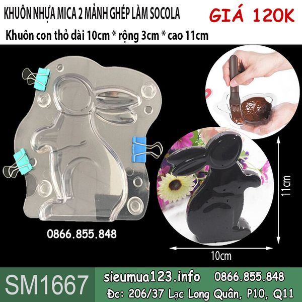 Khuôn nhựa mica hình con thỏ dài 10cm làm socola ( SM1667 ) CÒN 2 CÁI