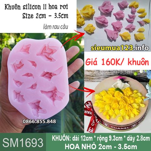 Khuôn silicon 11 hoa rơi lớn nhỏ 2cm - 3,5cm ( SM1693 )