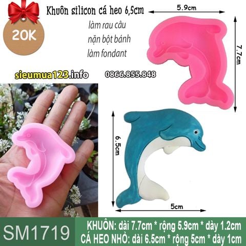 Khuôn silicon cá heo nhỏ 6,5cm ( SM1719 ) mẫu 2024