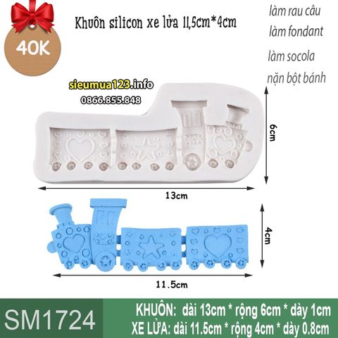 Khuôn silicon xe lửa 11,5cm*4cm ( SM1724 ) mẫu 2024
