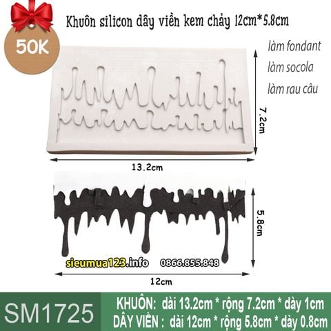 Khuôn silicon dây viền kem chảy 12cm*5.8cm ( SM1725 ) mẫu 2024