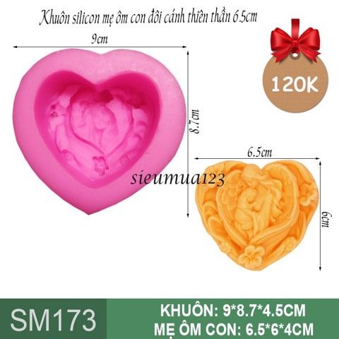 Khuôn rau câu silicon mẹ bồng con đôi cánh thiên thần ( SM173 ) Vu Lan