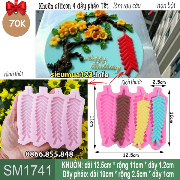 Khuôn silicon 4 dây pháo Tết ( SM1741 )