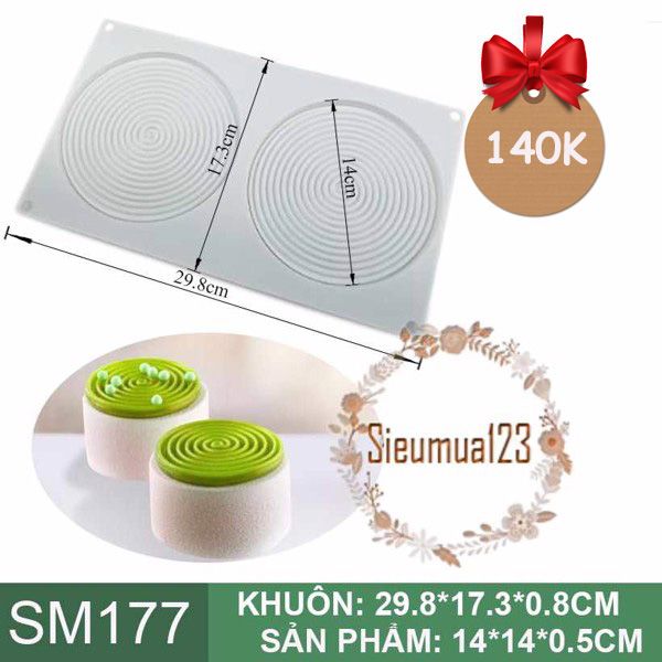 Khuôn silicon mousse 2 vòng tròn xoắn 14cm ( SM177 ) còn 2 cái