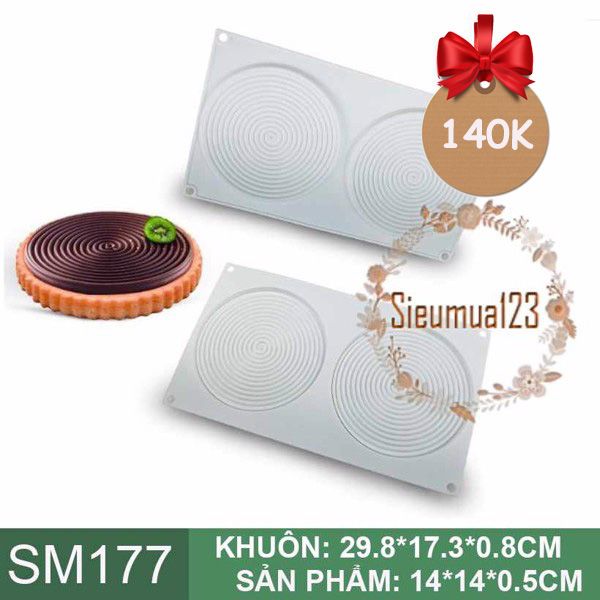 Khuôn silicon mousse 2 vòng tròn xoắn 14cm ( SM177 ) còn 2 cái