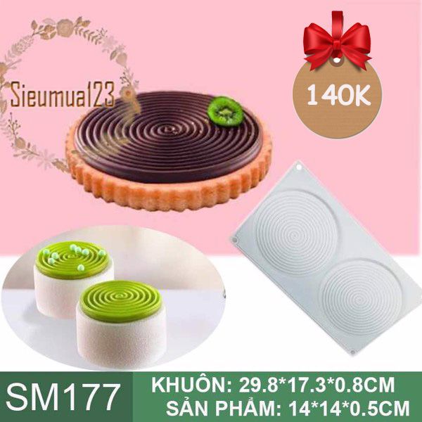 Khuôn silicon mousse 2 vòng tròn xoắn 14cm ( SM177 ) còn 2 cái
