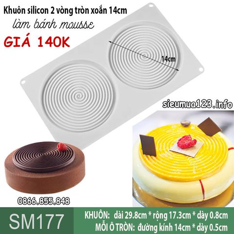 Khuôn silicon mousse 2 vòng tròn xoắn 14cm ( SM177 ) còn 2 cái
