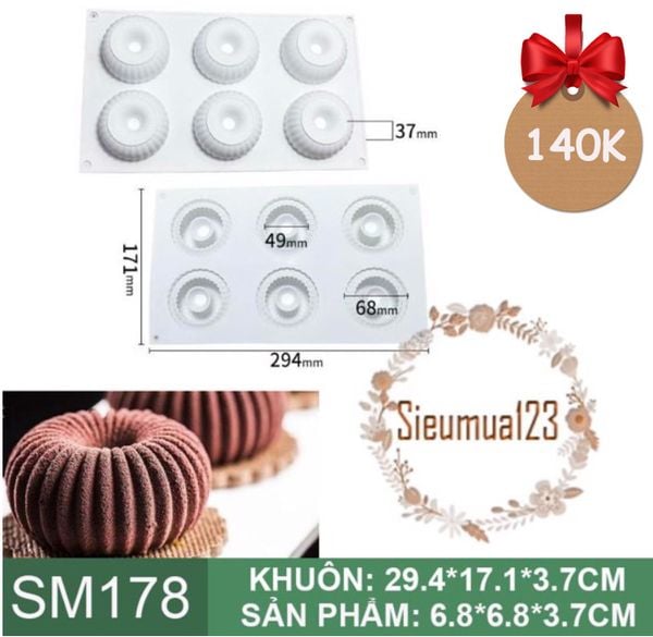Khuôn silicon mousse 6 bánh răng 6,8cm ( SM178 )