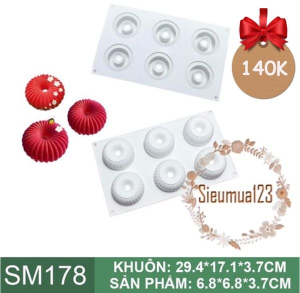 Khuôn silicon mousse 6 bánh răng 6,8cm ( SM178 )