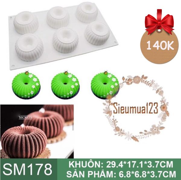 Khuôn silicon mousse 6 bánh răng 6,8cm ( SM178 )