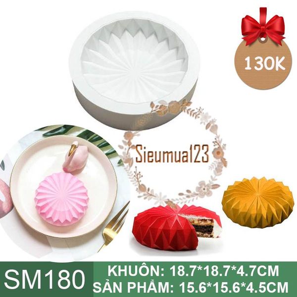 Khuôn silicon làm bánh mousse hình tròn kim cương 15,6cm ( SM180 ) cò  2 cái