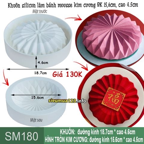 Khuôn silicon làm bánh mousse hình tròn kim cương 15,6cm ( SM180 ) cò  2 cái