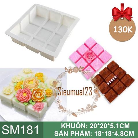 Khuôn silicon làm bánh mousse : Khuôn vuông bánh chưng ( SM181 ) còn 11 cái