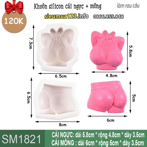 Khuôn silicon cái ngực 6cm +  cái mông 5cm ( SM1811 ) mẫu 2024 ( bán lẻ 75k/ cái )