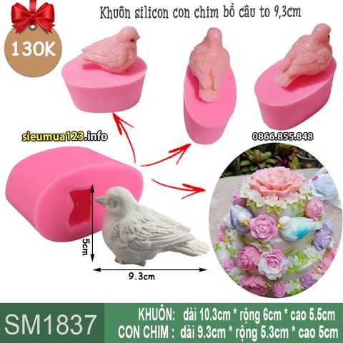 Khuôn silicon con chim bồ câu to 9,3cm ( SM1837 ) mẫu 2024