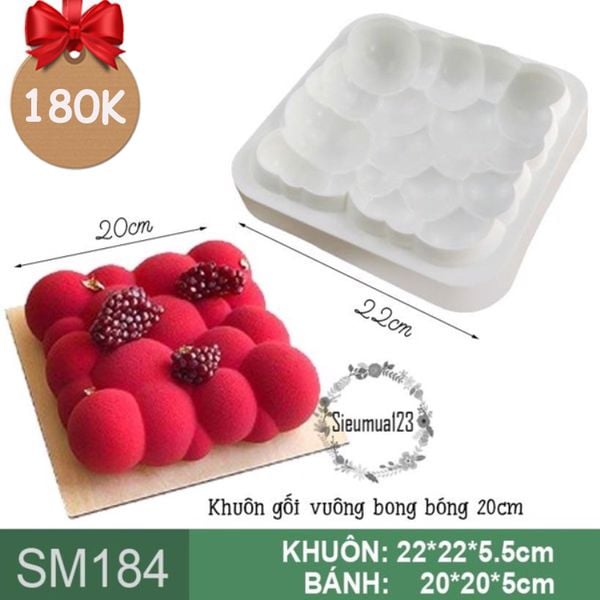 Khuôn silicon mousse gối vuông đám mây to 20cm ( SM184 ) còn 6 cái