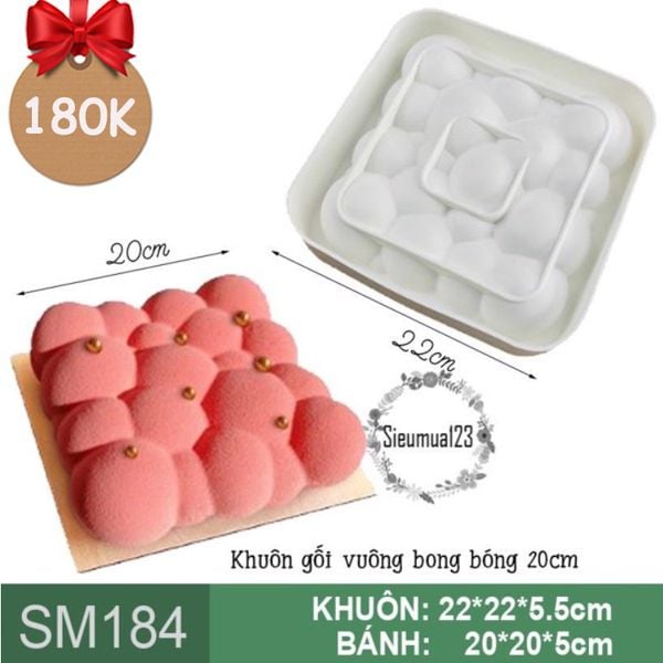 Khuôn silicon mousse gối vuông đám mây to 20cm ( SM184 ) còn 6 cái