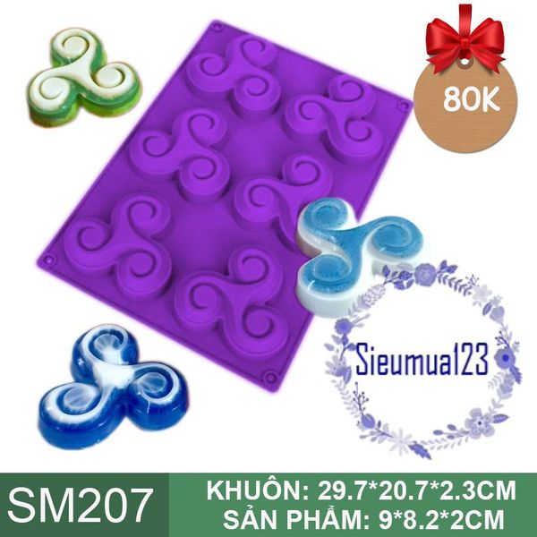 Khuôn silicon 6 vòng xoay spinner 8.5cm ( SM207 )