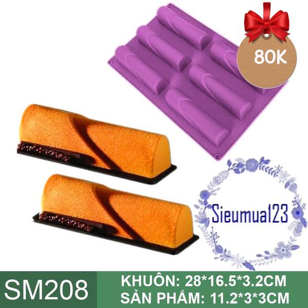 Khuôn nướng bánh silicon : Khuôn 6 thỏi măng tre 11cm ( SM208 )