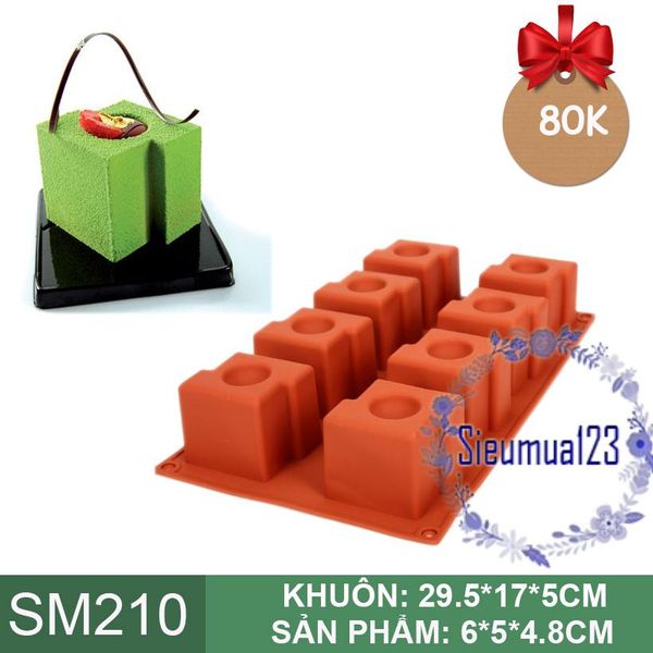 Khuôn nướng bánh silicon : Khuôn 8 thỏi chữ nhật Z lõm ( SM210 )