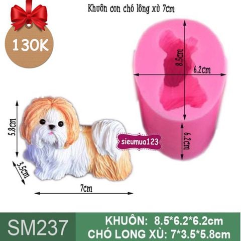Khuôn silicon con chó lông xù 7cm ( SM237 )