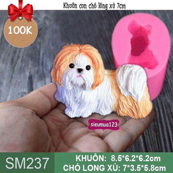Khuôn silicon con chó lông xù 7cm ( SM237 )