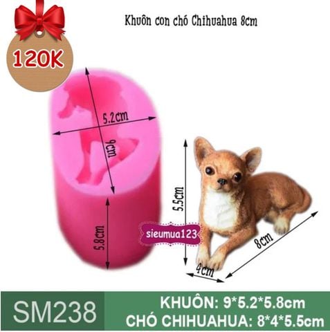 Khuôn silicon con chó Chihuahua 8cm ( SM238 )