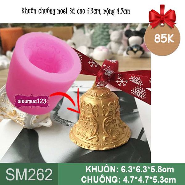 Khuôn silicon cái chuông Noel to 3D 5cm ( SM262 )