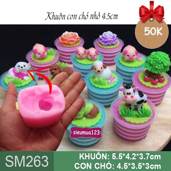 Khuôn rau câu silicon con chó nhỏ 4,5cm ( SM263 )