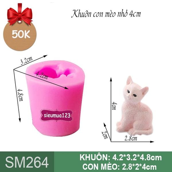 Khuôn rau câu silicon con mèo nhỏ 4cm ( SM264 )