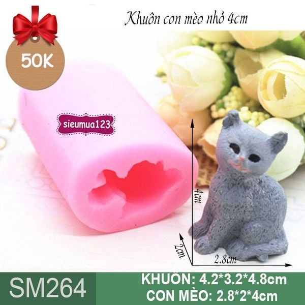 Khuôn rau câu silicon con mèo nhỏ 4cm ( SM264 )