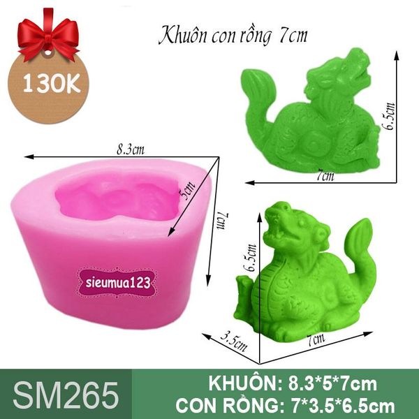 Khuôn rau câu silicon con rồng 7cm ( SM265 )