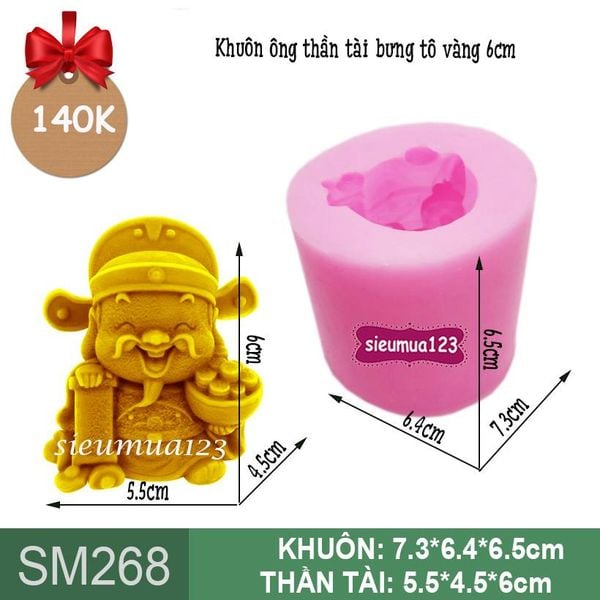 Khuôn Silicon Ông Thần Tài Bưng Tô Vàng 6cm ( SM268 )