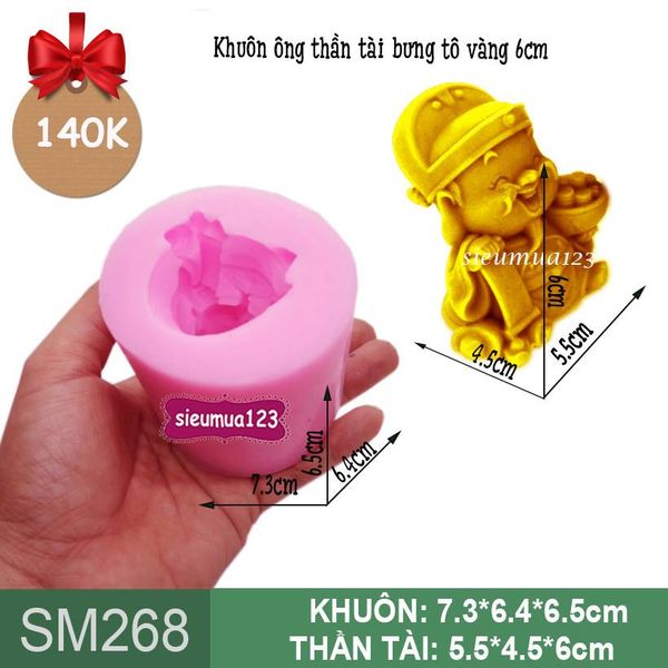Khuôn Silicon Ông Thần Tài Bưng Tô Vàng 6cm ( SM268 )