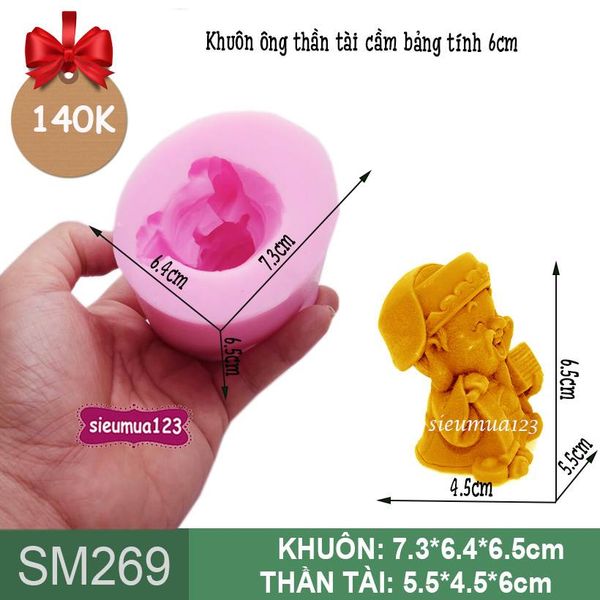 Khuôn Silicon Ông Thần Tài Cầm Bảng Tính 6cm ( SM269 )